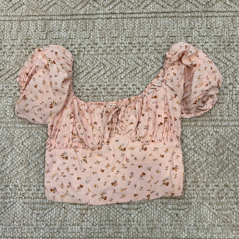 Billabong Pink Floral Puff Sleeve Blouse